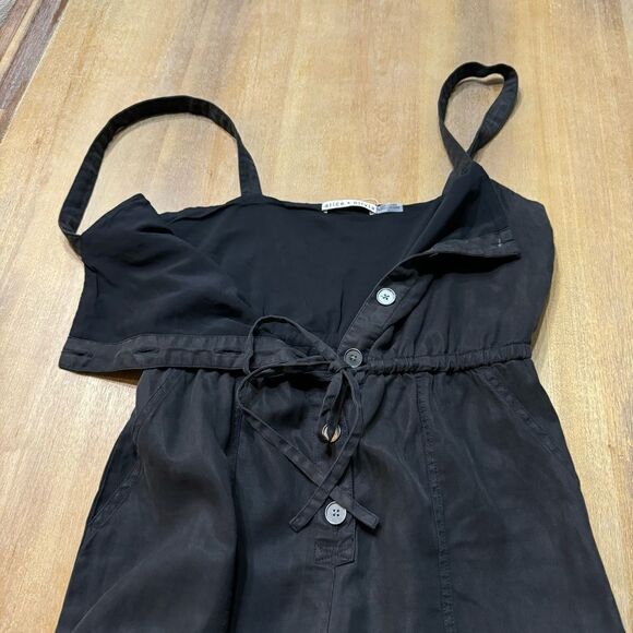 Alice + Olivia Linen Blend Jogger Jumpsuit Black Size 6‎ - Picture 8 of 14